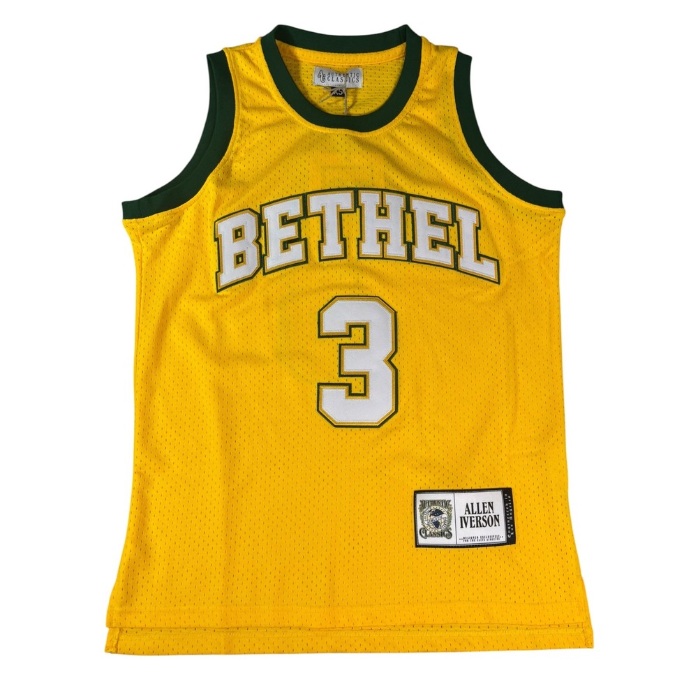 Authentic Classics Allen Iverson‎ Bethel High School Jersey Yellow Green XS New